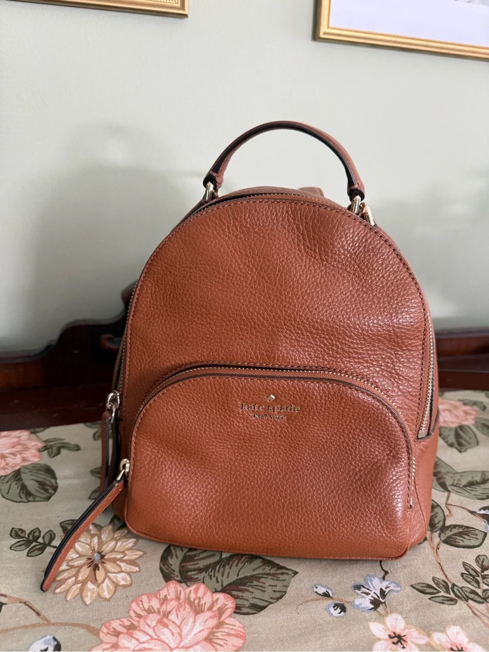 kate spade Pebbled Leather Mini Backpack in Cognac